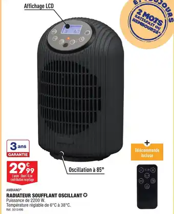 ALDI RADIATEUR SOUFFLANT OSCILLANT offre