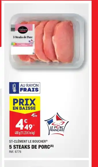 ALDI 5 STEAKS DE PORC offre