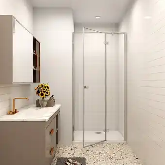 Bricomarché Aica porte de douche pivotante 90x195cm en 6mm verre de sécurité anticalcaire avec barre de fixation offre