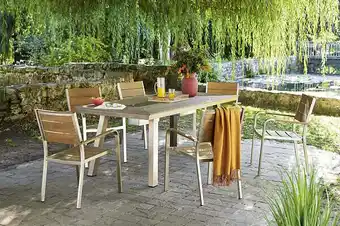 Bricorama Fauteuil à lattes en aluminium et composite effet bois offre