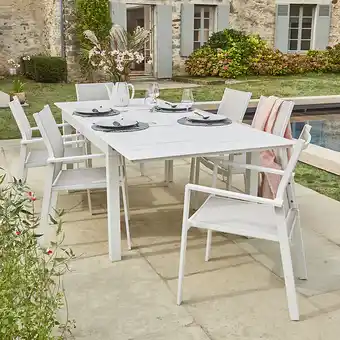 Bricorama Fauteuil gina - aluminium et textilène - blanc et beige offre