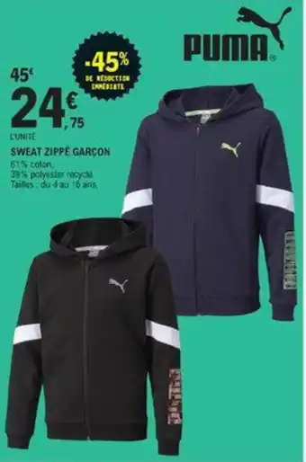 E.Leclerc Sport Sweat Zippé Garçon offre
