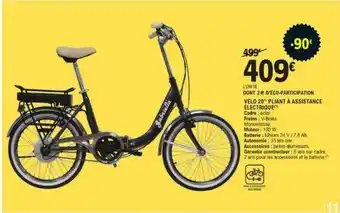 E.Leclerc Sport Vélo 20''Pliant À Assistance Électrique offre