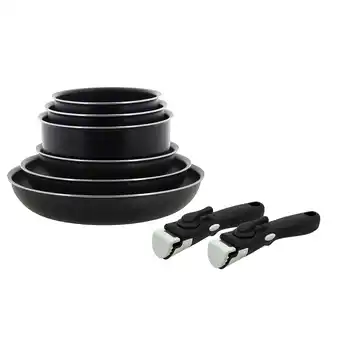 E.Leclerc Menastyl - lot de 8 pieces iris 3 casseroles + 3 poeles + 2 poignees - induction offre