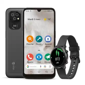 E.Leclerc Pack smartphone doro 8100 32go gris et doro watch noir offre