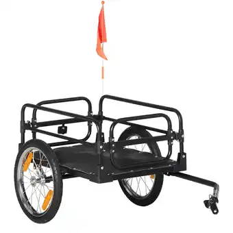 E.Leclerc Remorque vélo remorque de transport pour vélo pliable 125l x 64l x 53,5h cm barre d'attelage universelle acier noir offre