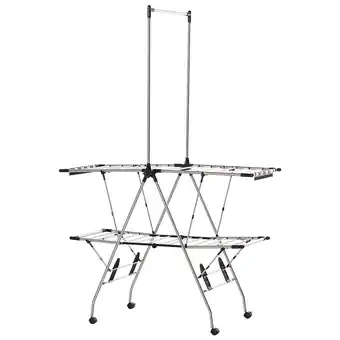 E.Leclerc Homcom séchoir à linge étendoir à vêtements pliable réglable avec barre de penderie et roulettes acier inox. pp noir offre