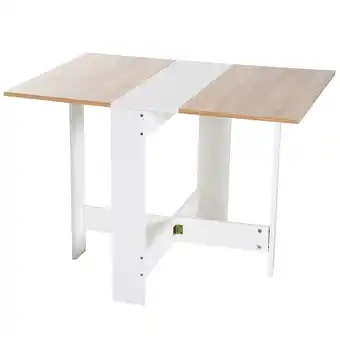E.Leclerc Homcom table de cuisine pliable 103l x 76l x 74h cm panneaux particules bicolore chêne blanc offre