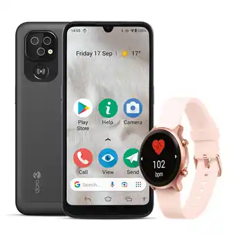 E.Leclerc Pack smartphone doro 8100 32go gris et doro watch rose offre