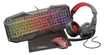 E.Leclerc Trust - kit gaming 4 en 1 : micro-casque, clavier, souris et tapis de souris offre