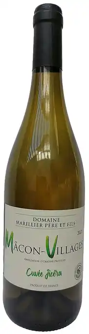 E.Leclerc Domaine marillier père et fils cuvée jicéra, 2021 - mâcon villages aop - blanc sec - 75 cl offre