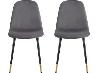 E.Leclerc Lot de 2 chaises en velours lyse - gris offre
