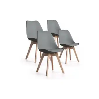 E.Leclerc Lot de 4 chaises scandinaves bjorn - 48 x 43 x 80 cm - gris offre