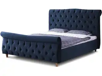 E.Leclerc Lit en velours richard - 160 x 200 cm - bleu offre