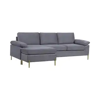 E.Leclerc Canapé d'angle reversible en velours 4 places cathia - gris offre