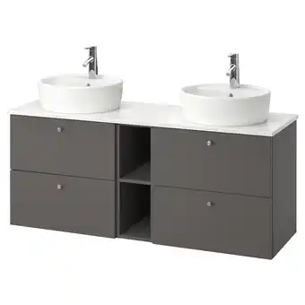 IKEA Godmorgon/tolken / törnviken meuble lavabo av lavabo à poser 45, gillburen gris foncé/marbré dalskär mitigeur lavabo, 142x49x offre