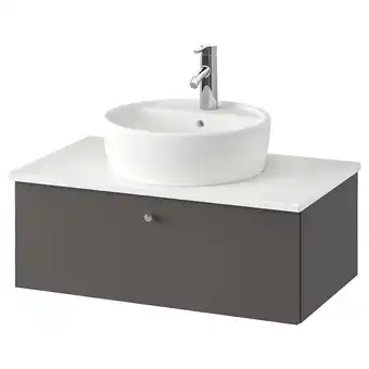 IKEA Godmorgon/tolken / törnviken meuble lavabo av lavabo à poser 45, gillburen gris foncé/marbré dalskär mitigeur lavabo, 82x49x4 offre