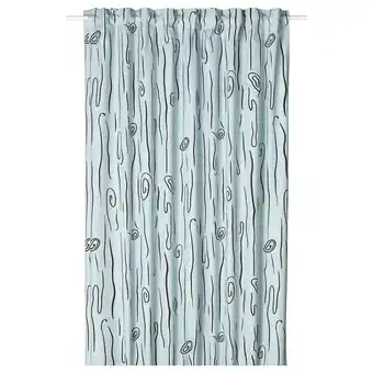 IKEA Murlavsmal rideau occultant, 1 pièce, bleu clair noir/motif bois, 270x250 cm offre