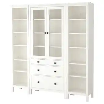IKEA Hemnes combi rangement portes/tiroirs, teinté blanc/verre transparent, 188x197 cm offre