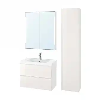 IKEA Godmorgon / odensvik mobilier salle de bain, 5 pièces, brillant blanc/mitigeur lavabo brogrund, 83 cm offre