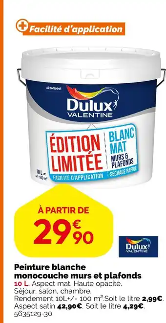 Weldom Dulux valentine peinture blanche monocouche murs et plafonds offre