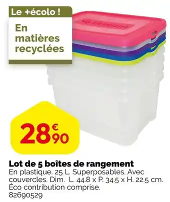 Weldom Lot de 5 boîtes de rangement offre