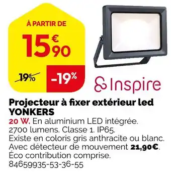 Weldom Inspire projecteur à fixer extérieur led yonkers offre