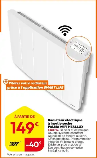 Weldom Heallux radiateur électrique à inertie sèche palma wifi offre