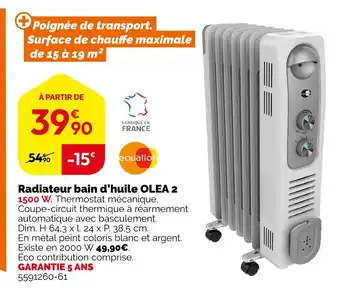 Weldom Equation radiateur bain d’huile olea 2 offre