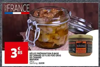 Auchan Biraben délice préparation à base de canard 20 % de foie gras de canard offre