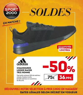 Sport 2000 Adidas chaussures loisir racer tr21 homme offre
