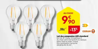 Weldom Osram lot de 5 ampoules led standard offre