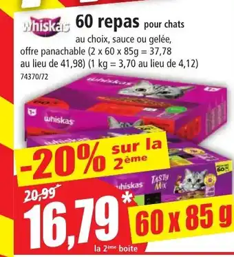 Norma Whiskas 60 repas pour chats offre