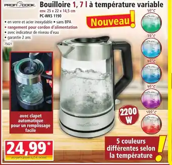 Norma Bouilloire 1, 71 à température variable offre