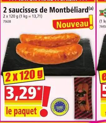 Norma 2 saucisses de Montbéliard offre