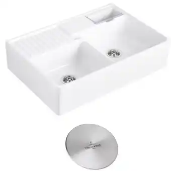 Brico Cash Evier timbre d'office villeroy et boch tradition 89,5 x 63 céramique vidage auto blanc + cache bonde acier massif offre