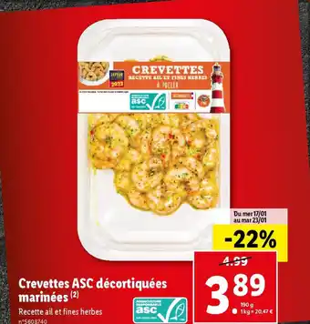 Lidl Crevettes ASC décortiquées marinées (²) offre