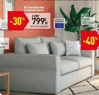 Conforama Canapè Fixe 3 Places Fjors offre