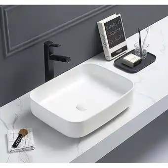 Bricorama Swiss aqua technologies vasque à poser infinitio 50 x 39 x 13 cm sans trop-plein, blanc mat (satinf5039m) offre