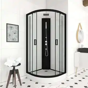 Cabine de douche lift up black 1/4 de cercle 85x85x210cm