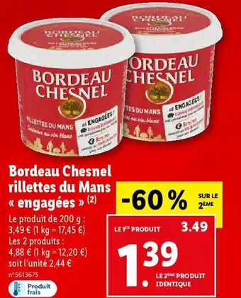 Lidl Bordeau Chesnel rillettes du Mans « engagées » (²) offre
