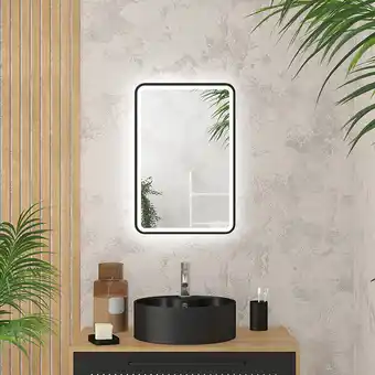Bricorama Miroir salle de bain avec eclairage led et contour noir - 40x60cm - go black led offre