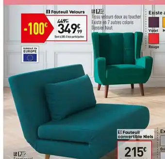 Conforama Fauteuil Velours offre
