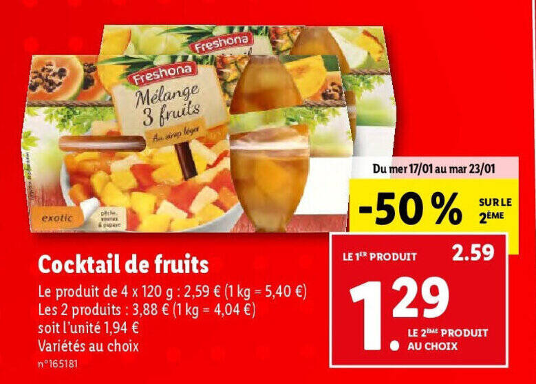 Promo Cocktail de fruits chez Lidl