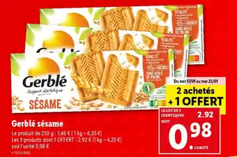 Lidl Gerblé sésame offre