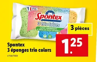 Lidl Spontex 3 éponges trio colors offre