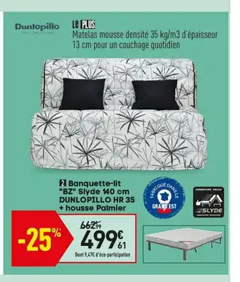 Conforama Banquette-Lit "BZ" Slyde 140cm dunlopillo Hr 35 + Housse Palmier offre