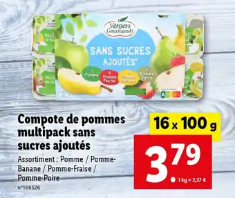 Lidl Compote de pommes multipack sans sucres ajoutés offre