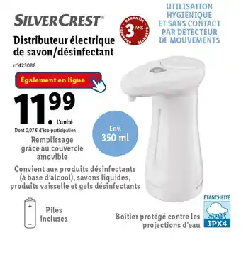 Lidl Distributeur électrique de savon/désinfectant offre