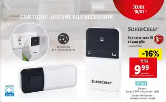 Lidl Sonnette sans fil et sans pile offre